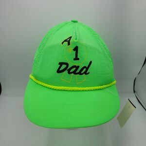 Vintage Arlin "A #1 Dad" Rope Hat Cap Green Snap Back Adjustable 90s